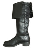 Black Knee-High Leather Pirate Boots 9950-BK