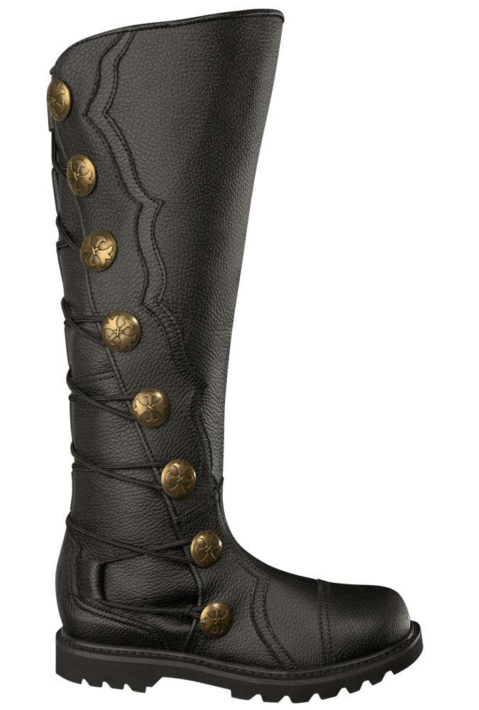 Men's Black Leather Knee High Renaissance Boots 9912-BK – House of