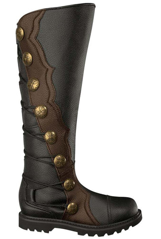 Men's Black and Brown Leather Knee High Ren Boots 9912-BKBR , Boots - House of Andar, House of Andar
 - 1