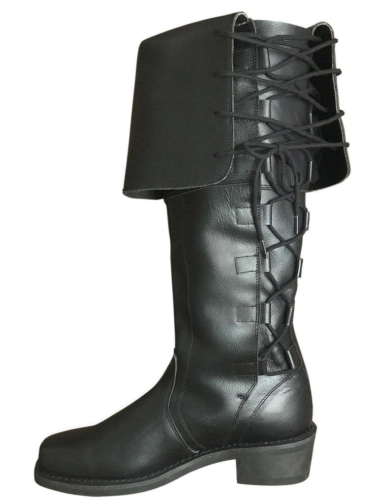 Mens Boots Leather Thigh Boots For Sale Black Knee-High Leather